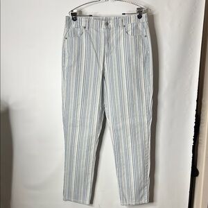 American Eagle Outfitters Blue and White Striped Straight Leg Pants